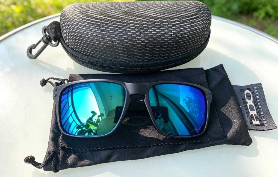 New Oakley Sunglasses Polarized Holbrook Matte Black/Sapphire Blue Iridium